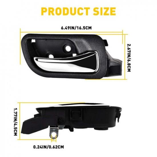 Black Interior Door Handle For 2003-2007 Honda Front Accord Passenger Plastic EA