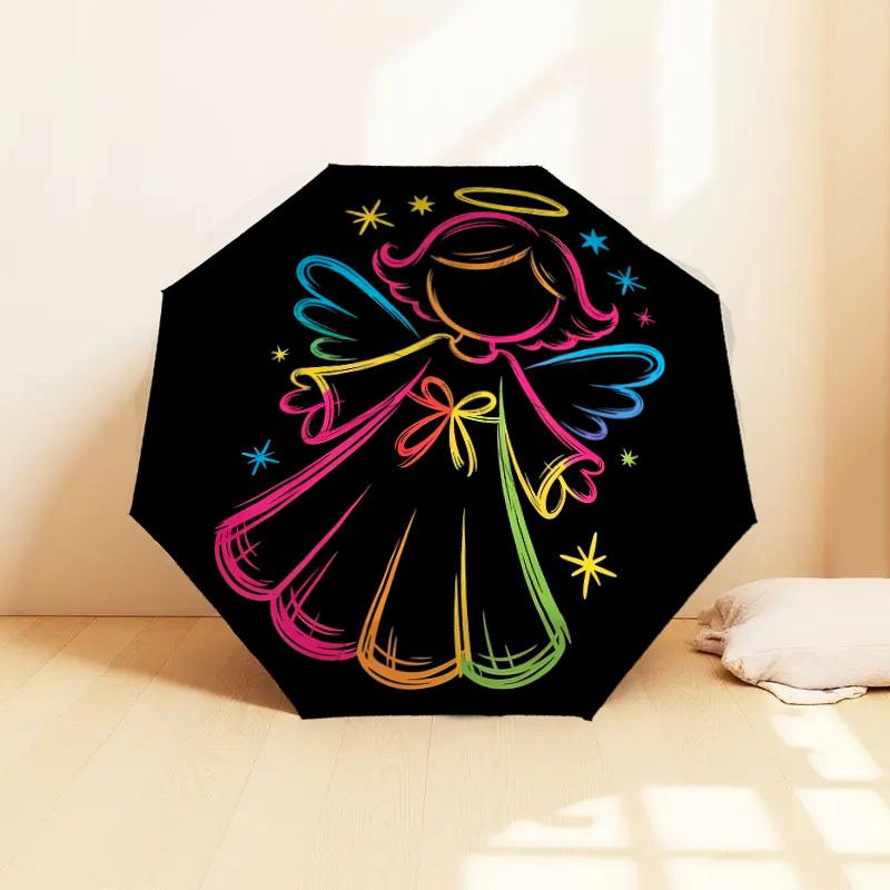 1pc Angel Star Pattern Umbrella Design Automatic Opening and Closing Umbrella, High-quality Travel Umbrella, Lightweight and Portable,