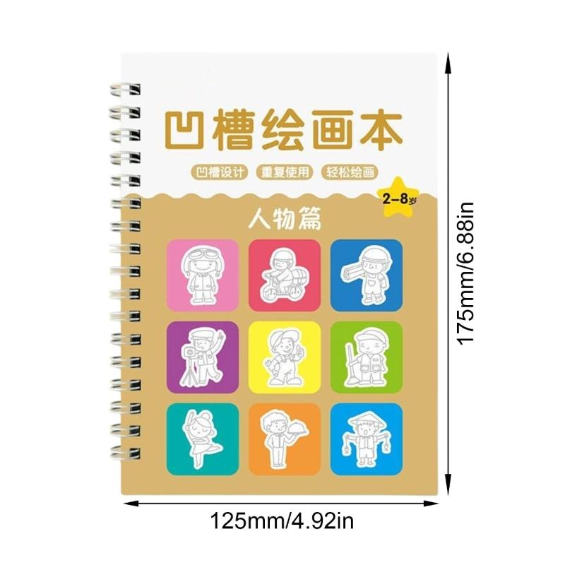 Magics Copybook Grooved Drawing Book Easy to Use Multiple Types Basic Painting Templates for Kids Children 3-8 Ages