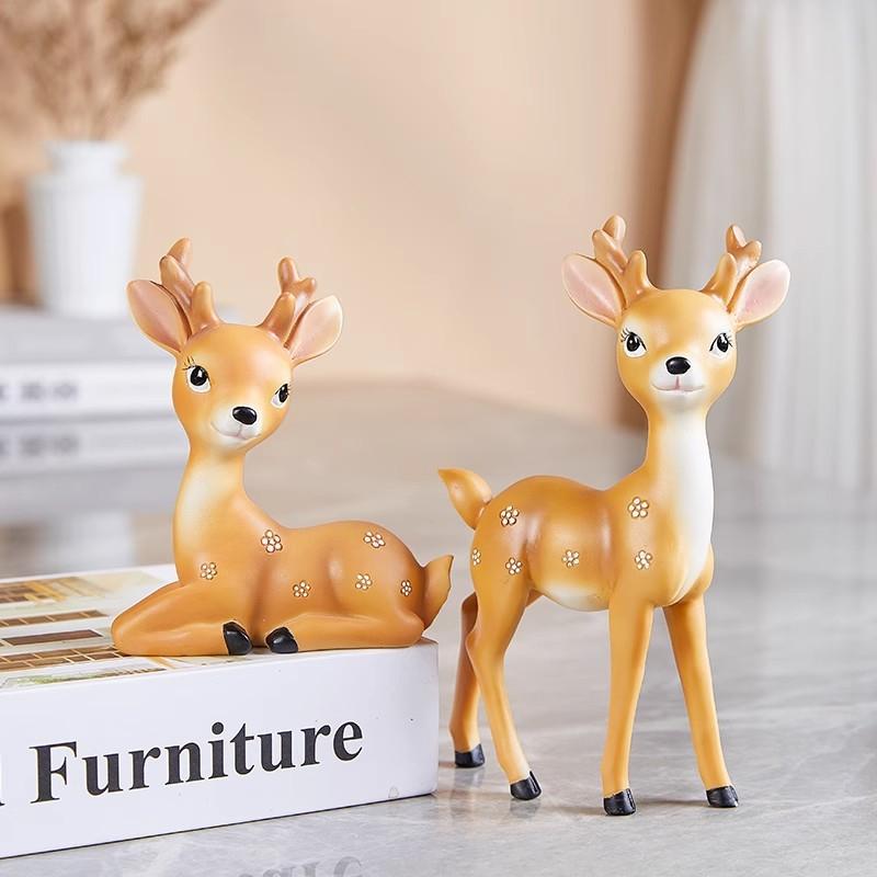 Healing Plum Blossoms On Deer Children's Room Bedroom Desk Decoration Girl Birthday Gift Resin Craft