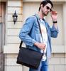 Luufan Men's Genuine Leather Shoulder Bag, A4 Size, Messenger Bag, Large Capacity, Leather Crossbody Bag with Flap, Durable, Retro Design, Dark Brown