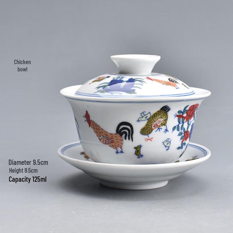 Dehua Blue and White Ceramic Gaiwan Tea Bowl