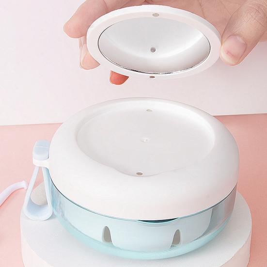 Denture Bath Case False Teeth Container with Mirror Leak-Resistant Compact Size Portable Travel Denture Holder Retainer Cleaning Box