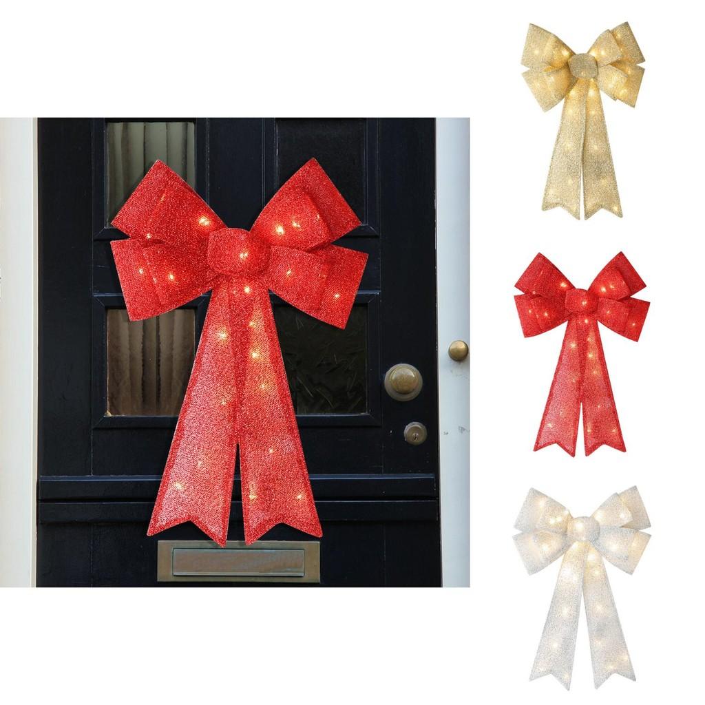 Brightly Lit Christmas Bow Decorative Wall Display Led Accents For Elegant Decor Holiday