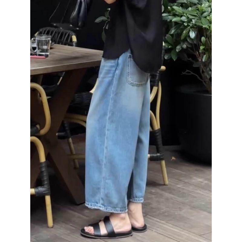 Autumn 2025 Women's High Waist Slimming Wide Leg Jeans - Fashionable Korean Style Cropped Pants
