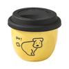 Yellow Hand Holding Cup Ceramic with Lid Drinking Coffee Cup Boy Gift Funny Couple Doodle Puppy Small Cup