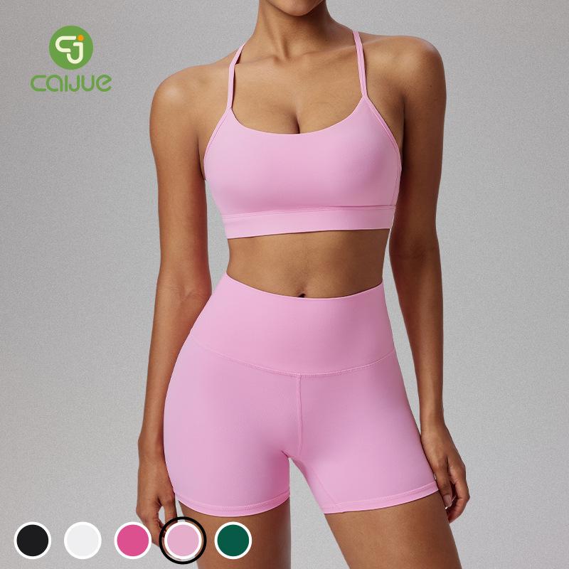 Plus Size Yoga Set: Beautiful Back, High Waist Shorts, Quick Dry Fitness Outfit
