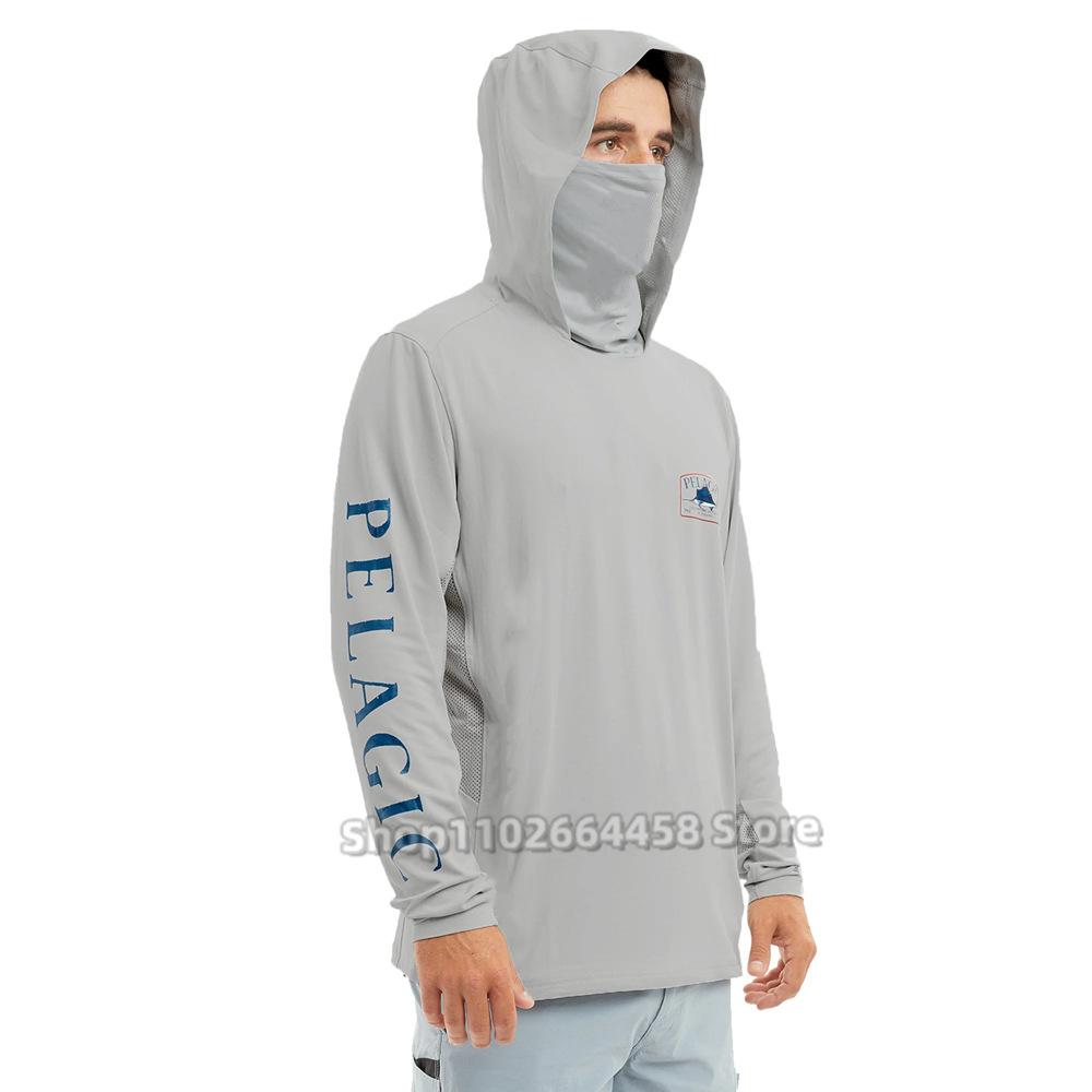 PELAGIC camouflage fishing suit for men and women long-sleeved mask hoodie sun protection breathable fishing suit can be