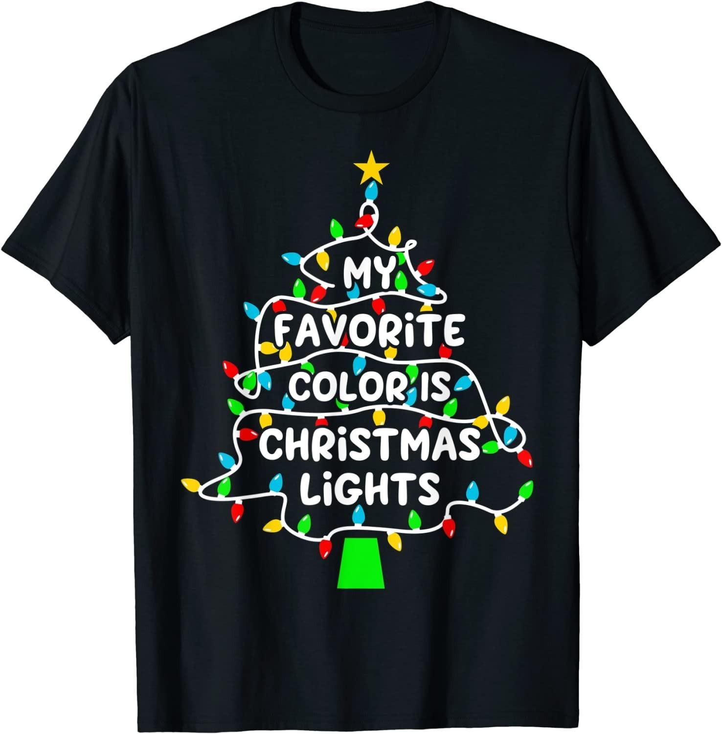 BEST! My Favorite Color Is Christmas Lights Cute Christmas Tree Tee S-3XL M