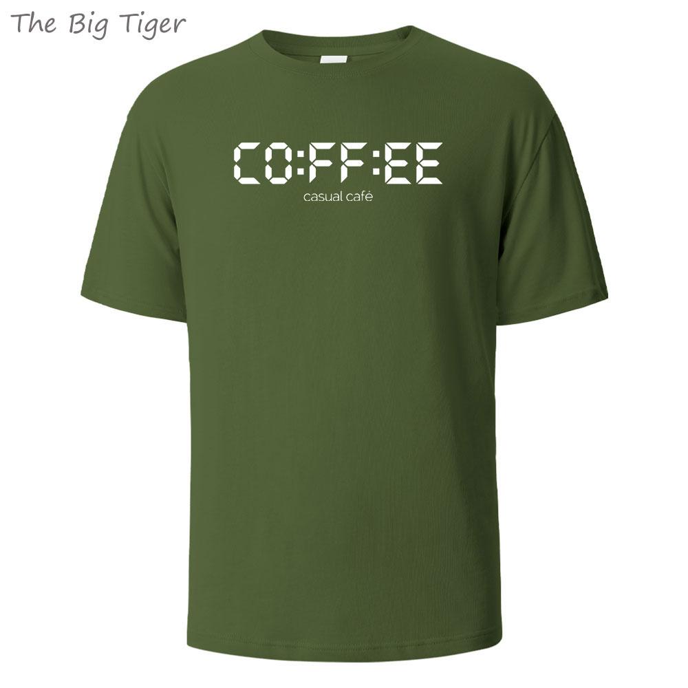 Coffie Printed Essential Cotton Tee Simple Crew Neck Design Soft Breathable Fabric Unisex Short Sleeve Shirt