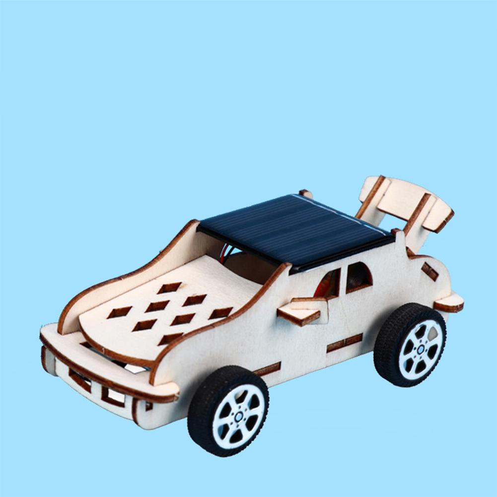Wooden Diy Technology Car Handmade Small Crafted Solar Car Student Puzzle Assembly Kit Toy
