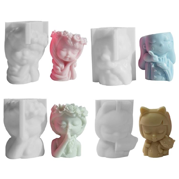 3D Teenager Girl Planter Silicone Mold Candle Candy Decorating Tool Household