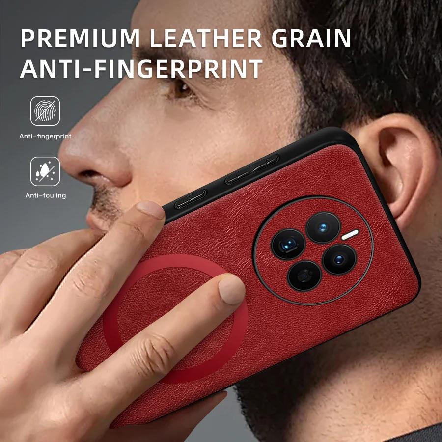 For Huawei Mate 50 50 Pro 50E PU Leather Magnetic Ring Soft Edge Anti-Drop Anti-Fingerprint Phone Case