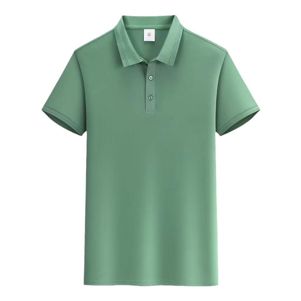 7A Ice Silk Short-sleeved Seamless Polo Shirt for Men Summer Solid Color Mulberry Silk Bamboo Fiber T-shirt