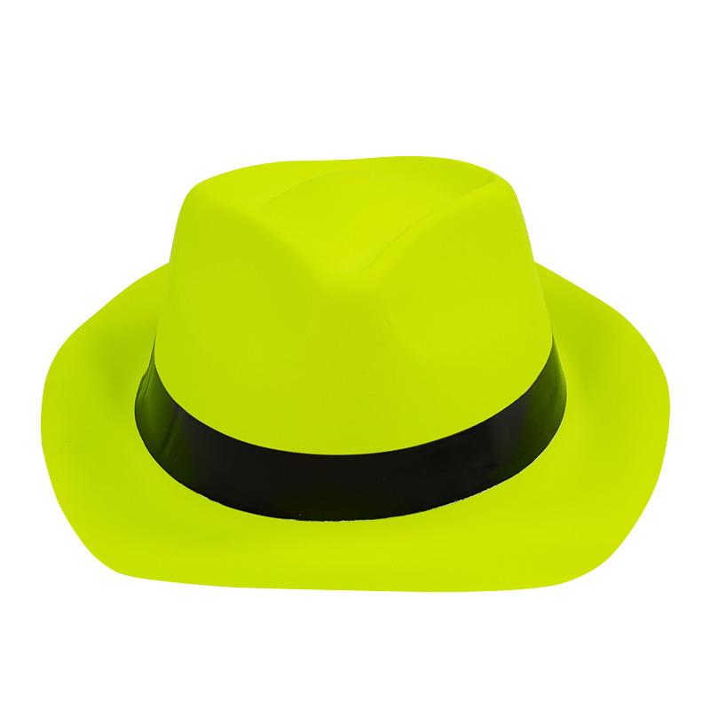 Fashionable fluorescent black belt plastic top hat, retro jazz top hat, British style party decoration hat, adult style hat, cir