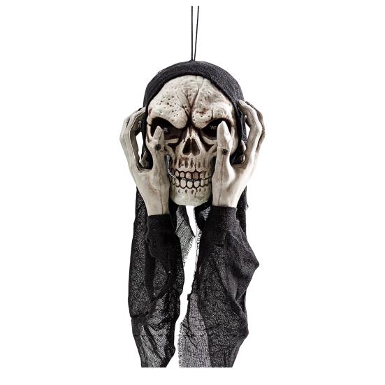 Halloween Skull Head Decor Plastic Realistic Human Skull Figurine for Graveyard Scene Haunted House Bar Home Table Decorations