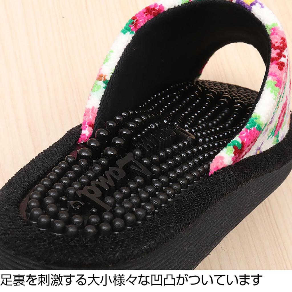 Made in Japan Chenille Floral Rose Healthy Slippers Reflexology Room Rose [Healthy Sandals, Shoes, Design] (Red)