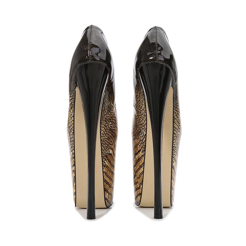 2025 Neue Luxus Damen Stilettos Herbst Nachtclub Leder Plateau High Heels Sexy Print Pumps Damenmode Partyschuhe WSH4502