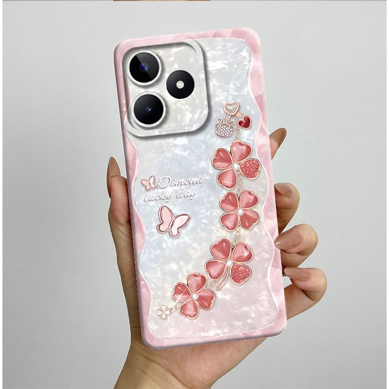For Realme C51 C53 Case RMX3830 RMX3760 Shell Pretty Flower Full Back Cover for RealmeC51 C53 C61 C63 C 51 S Soft Silicone Funda