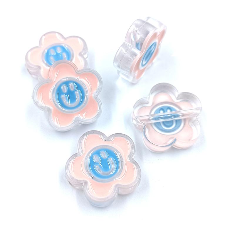 Accessories Zinc Acrylic DIY Crafts Dripping Oil Smiley Flower Necklaces 5Pcs Keychain For Jewelry Making Earrings Charms Cute Pendants