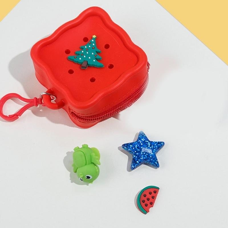Reusable Silicone Card Holder Cartoon Hole Pattern Compact Wallet  Cartoon Money Bag For Daily Essential Storage