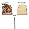 Autumn Seasonal Decorations Halloween Wooden Tabletop Sign, Pumpkin Black Cat Ghost Haunted House Decor Plaque Dining Table Ornaments with Stand,