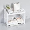 1PC PP Desktop Doppel Schicht Lagerung Rack Rechteckigen Weiß Organisation Student Schreibtisch Büro Kosmetik Schreibwaren