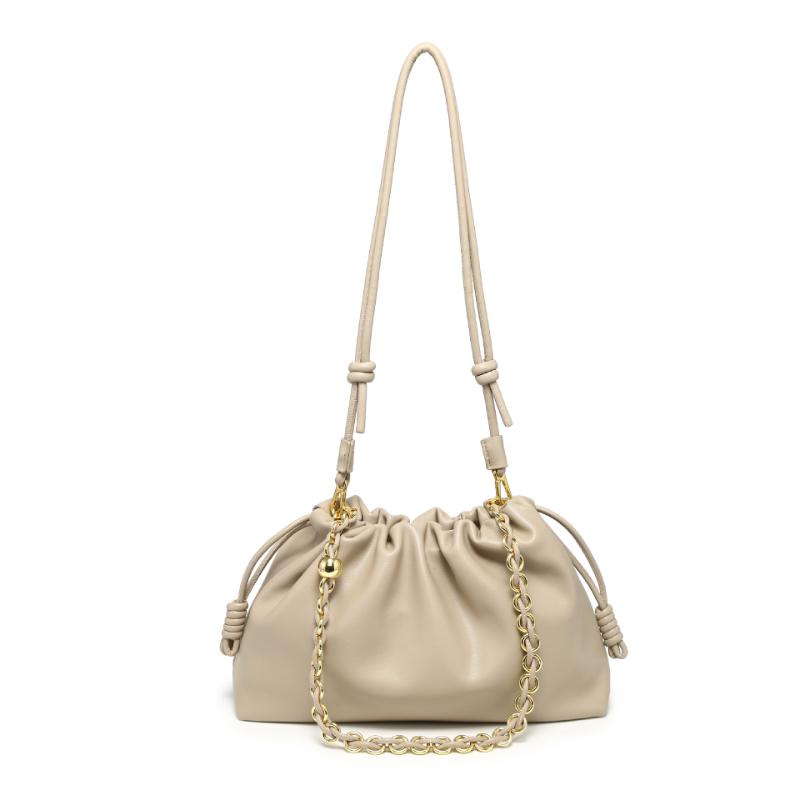 Brand Drawstring Shoulder Bag Fashi Pleated Cloud Bag Magnetic Buckle Design Versatile Crossbody Bag Women's Casual Chain Bag