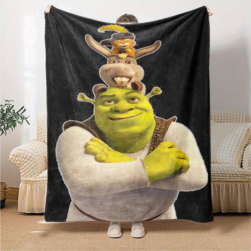 Shrek Theme Printed Blanket - Perfect for Couch, Bed, Travel & Outdoor Use | Machine Washable, Cozy & Durable.