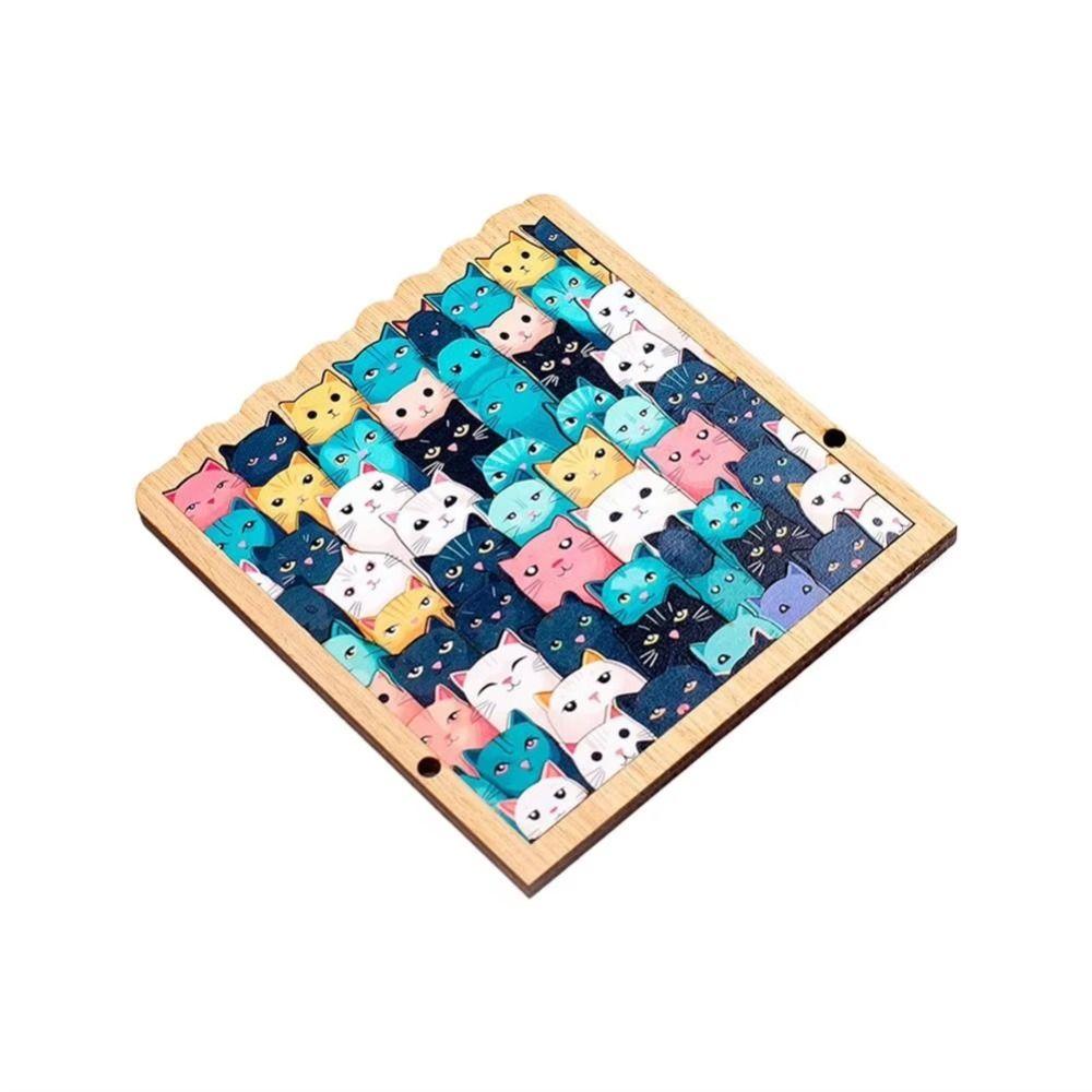 Educational Wooden Puzzles Special-shaped Cat Jigsaw Creative Cat Puzzles Kids Toy