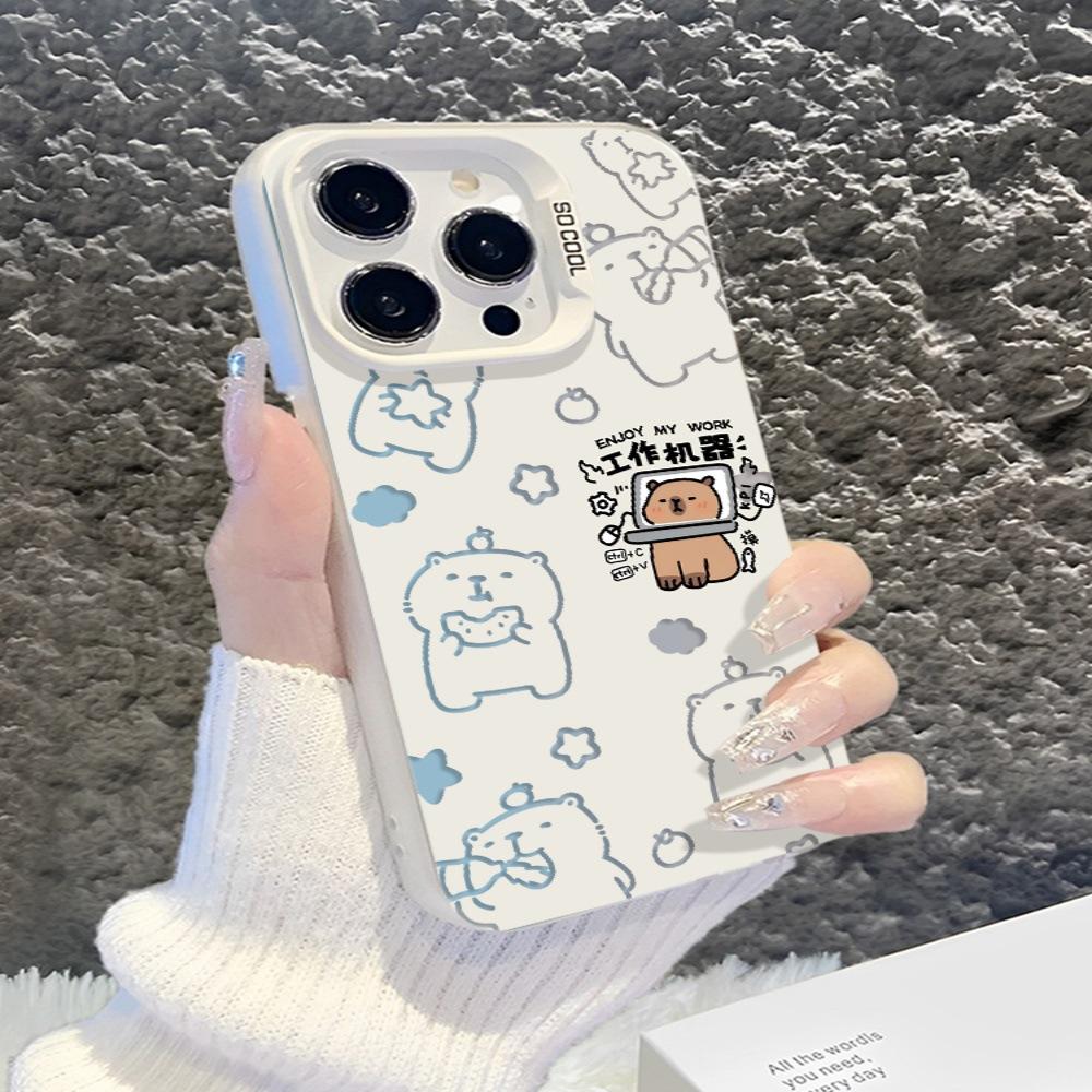 Applicable to Apple 11/11pro colored silver Huawei mobile phone case, emotionally stable 11promax Buddhist hollow capybara