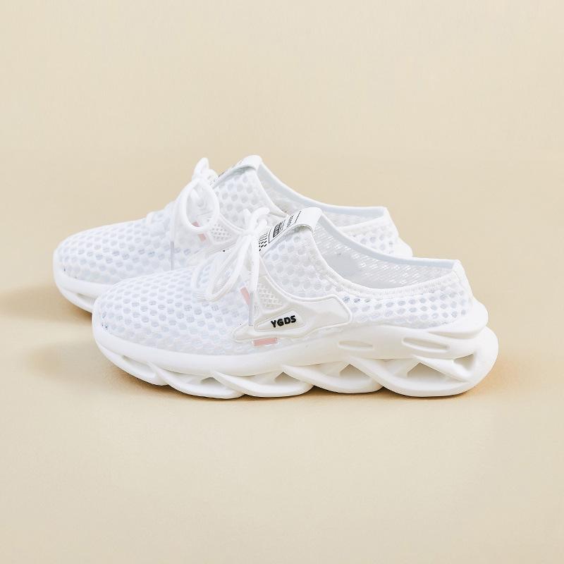 

2025 new breathable fly-woven women s shoes tide student running sports shoes women s casual shoes half drag 40 белый