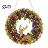 Festive Door Hanging Ornament DIY Acrylic Christmas Faux Pearl Art Kit, Lighted Wreath 3D Beaded Craft Mantelpiece Kit with LED String Light, Beginner