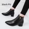 Women's Boots Fashion Casual Thick Heeled Boots Temperament Pointed Toe Leather Boots Classic Side Zipper Ankle Boot Botas Mujer