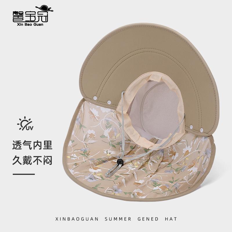 Summer sun protection hat women outdoor tea picking big eaves shawl neck protection sun hat removable face mask bucket hat