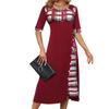 Women's Summer Round Neck Half Sleeve Irregular Printed Casual Long Skirt