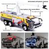 Modèle de camion de pompiers en alliage pour enfants avec lumières clignotantes et contrôle par force