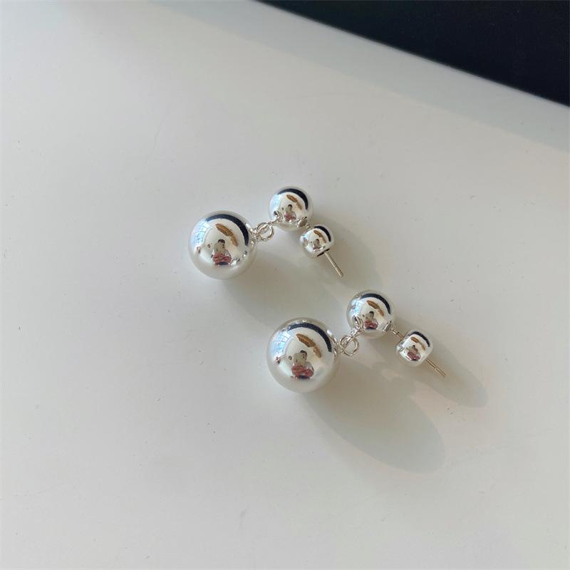 Элегантные французские серьги-пусеты с двойными шариками из черного агата и изысканные серьги-подвески с двойными кругами из тигрового глаза из серебра 925 пробы