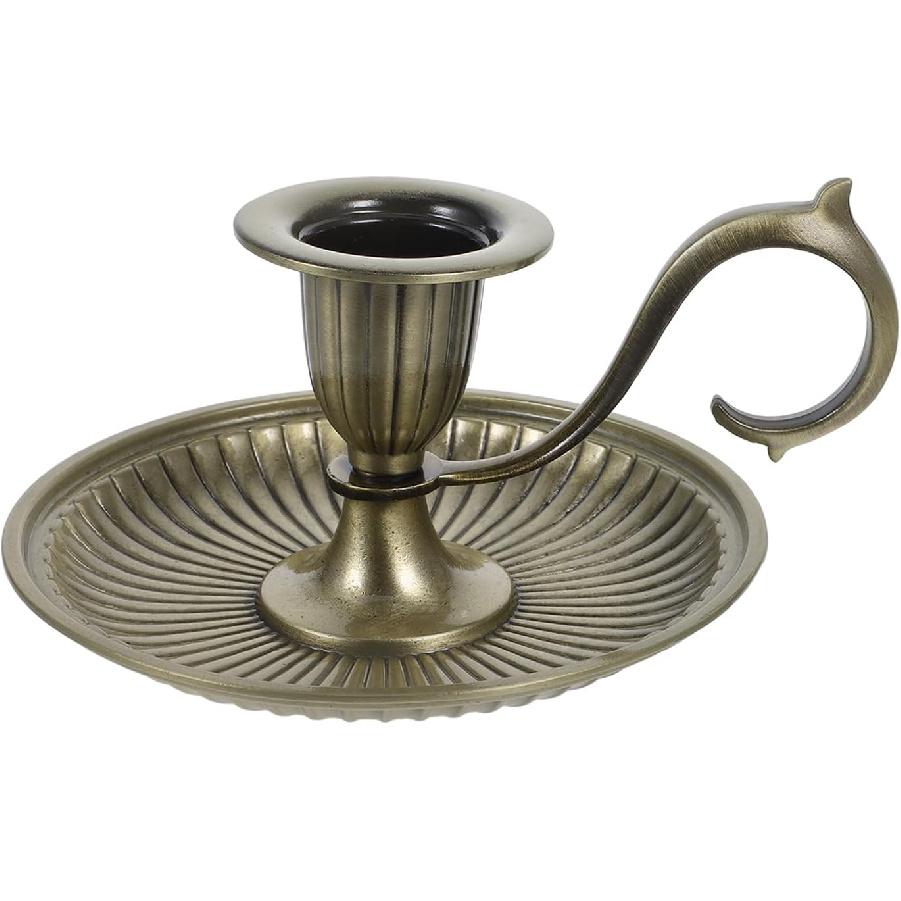 Healifty Taper Candle Holders Vintage Bronze Candlestick Holder with Handle European Style Candle Stand Chamberstick Handheld for Centerpiece Party