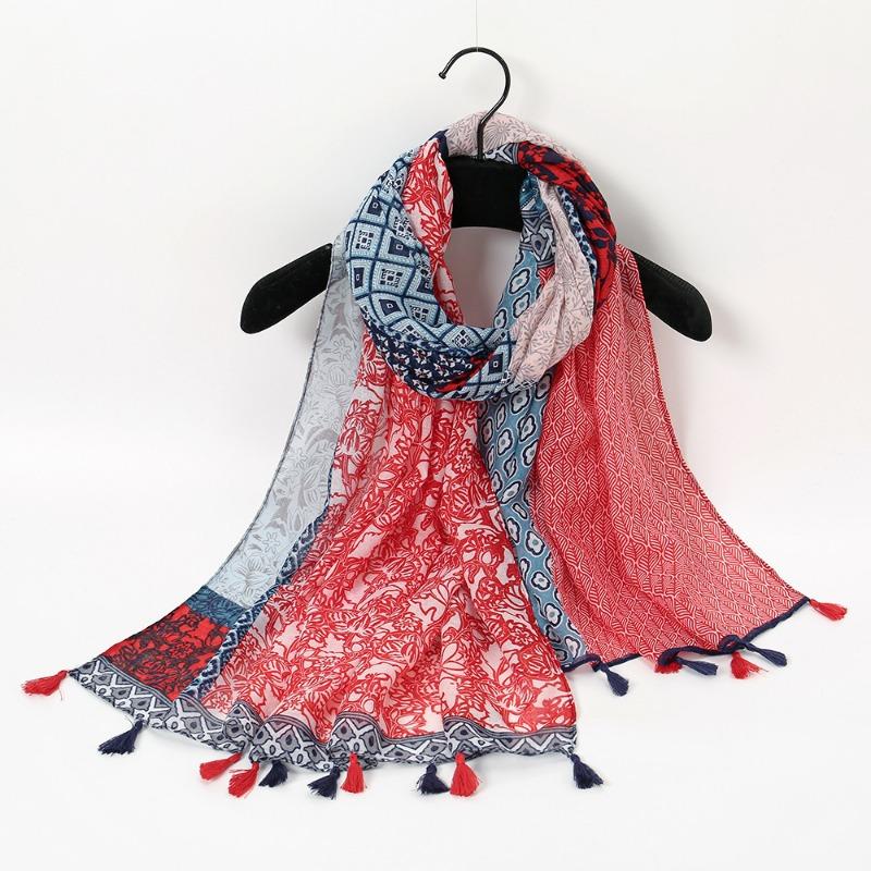 Autumn and winter small fresh rendering ink painting butterfly printing warm shawl, travel beach towel cotton and linen feel scarf