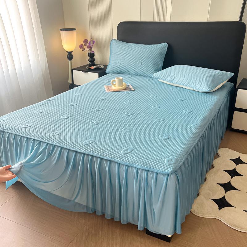 2025 Sommer Kühlmatte aus Eis-Seide – Waschbar, Rutschfest, Spannbettlaken für Zuhause