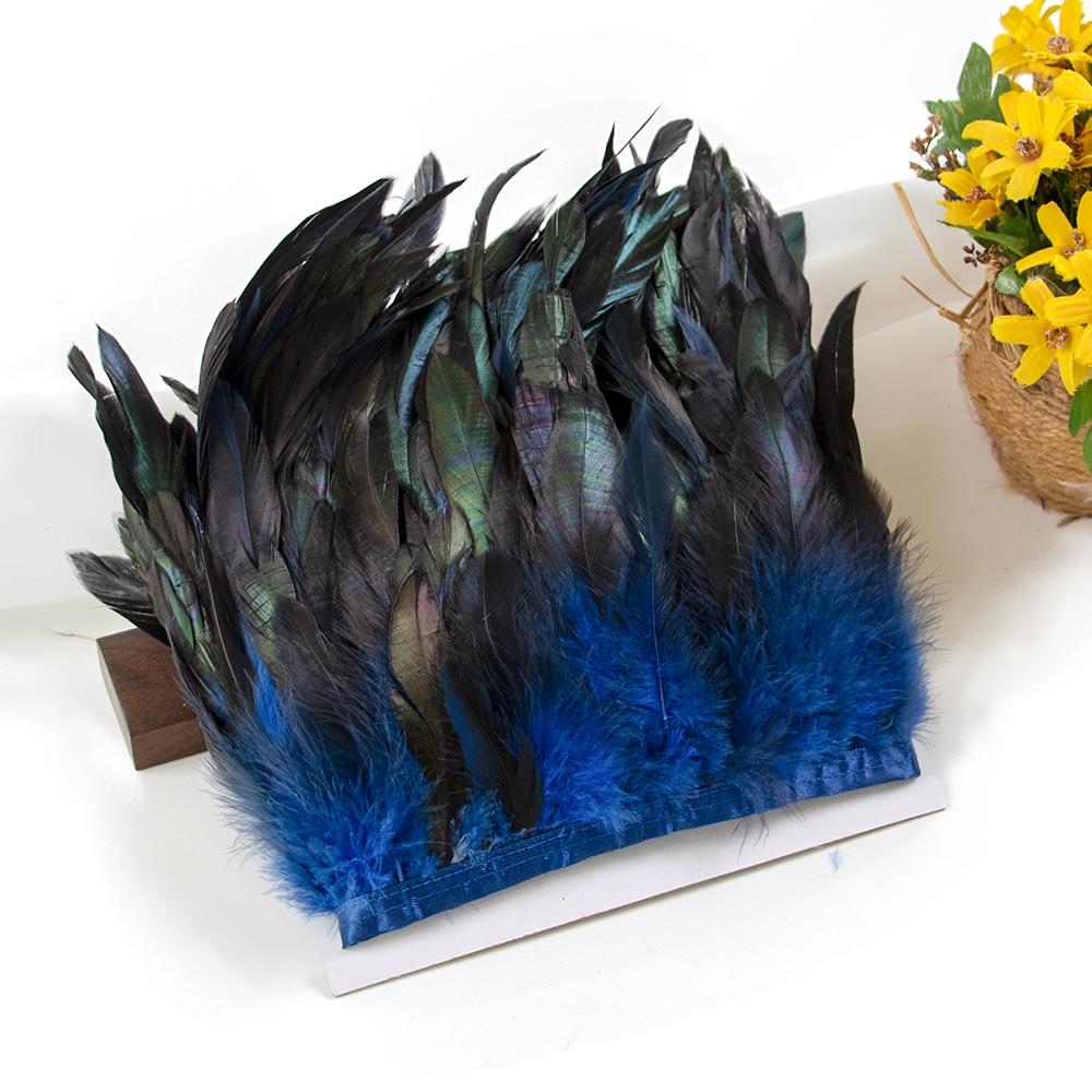 

2Meter/Pack Natural Rooster Feather Trim 15-20cm Chicken Feather Fringe for Wedding Dresses Carnival Costume Decor DIY Craft 2 Meters королевский синий