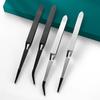 2Pcs Reverse Tweezers for Crafting Rubber Tipped Tweezers Stainless Steel Bent and Straight Flat Tip Crossing Locking