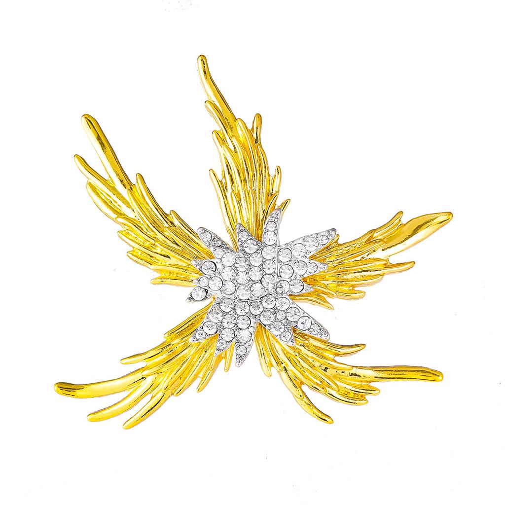New Personalized Creative Flame Starfish Brooch Exquisite High-end Alloy Rhinestone Men's Suit Corsage Accessories Collar Pin