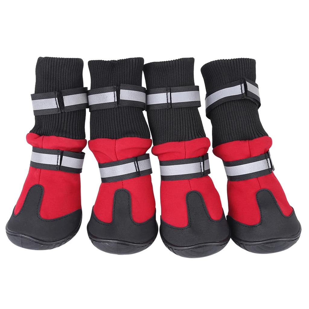 4pcs Pet Dog Shoes Reflective Waterproof Dog Boots Pets Booties Anti-Slip Socks Footwear For Medium Large Dog