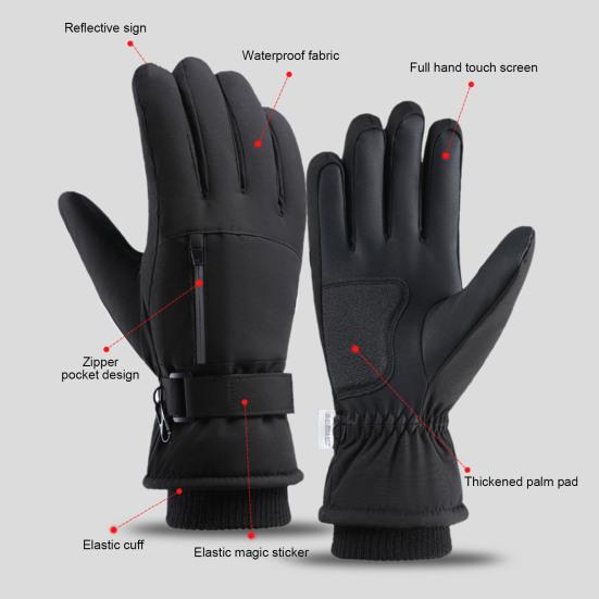 Mănuși de schi de iarnă Mănuși termice rezistente la apă cu ecran tactil Mănuși calde, rezistente la vânt, vreme rece