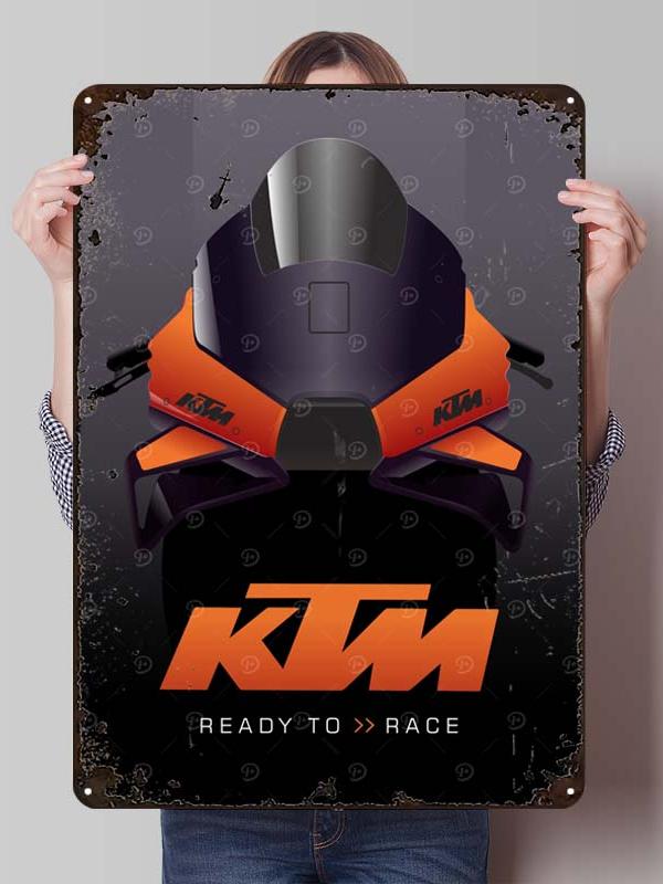 

K-KTM Tinplate Sign Motorcycle Poster Decoration Living Room Decor Men Custom Metal Signs for Garage Wall Art Decoration Retro 30x40cm(11.8x15.7inch)