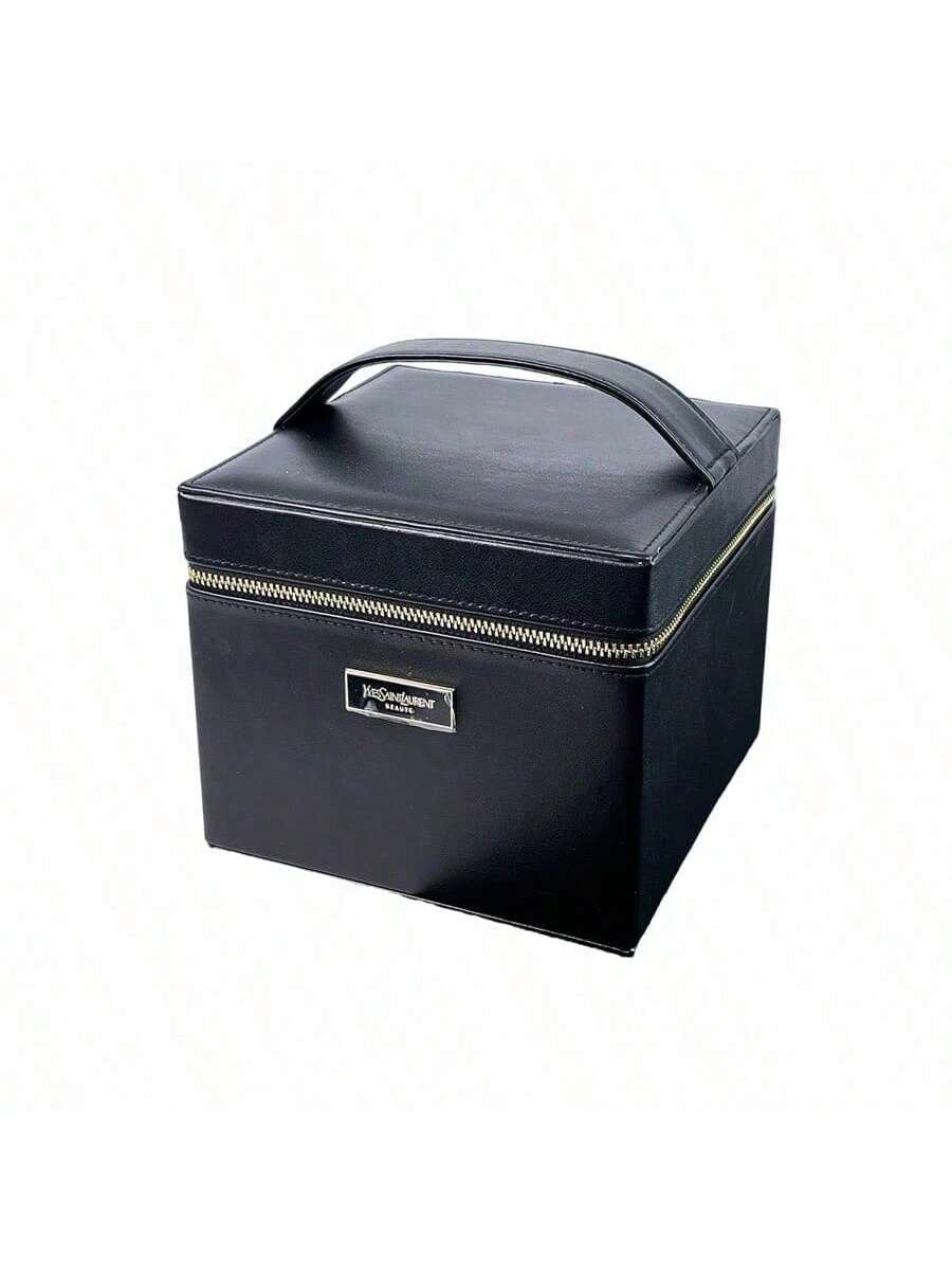 Женский кейс для макияжа YSL большой вместимости, многофункциональная портативная косметичка, дорожный органайзер для туалетных принадлежностей, подходит для общежитий и рабочих столов. чёрный