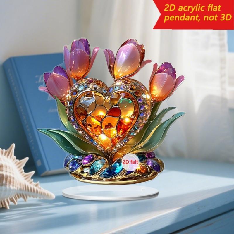 Mały Akrylowy W Kryształowym Wazonie Dekoracja Domu Ornament Artystyczny Drukowany 2D Do Salonu Sypialni Biurka