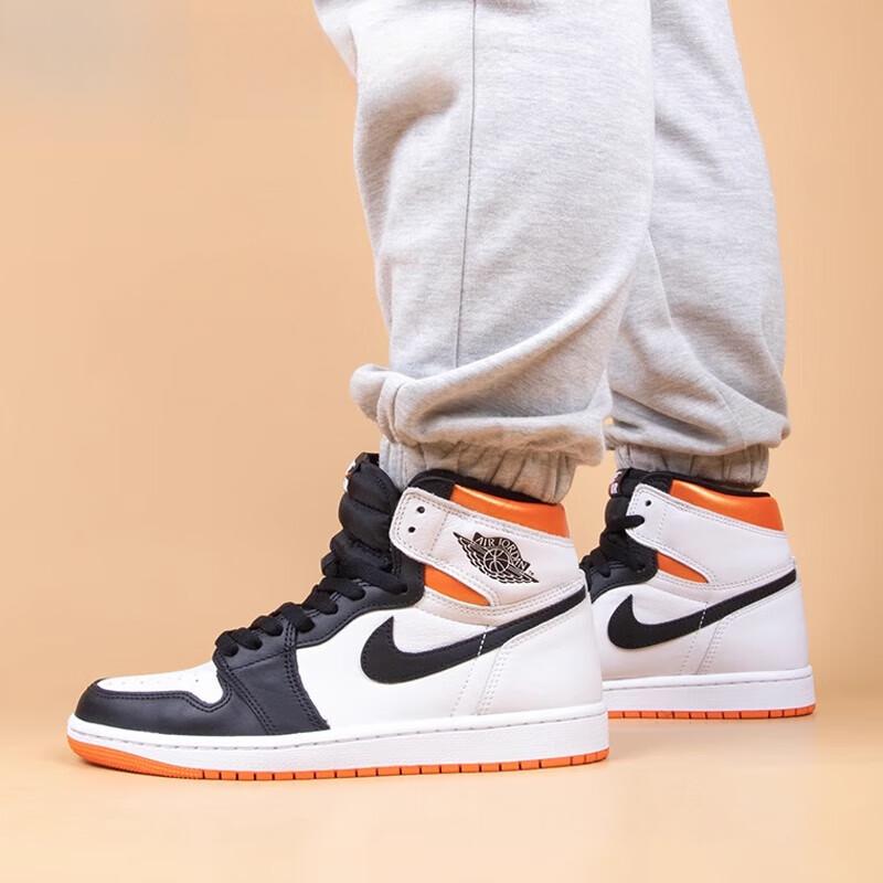 Air Jordan 1 Retro High OG GS Electro Orange Kids Sneakers White Black 575441-180